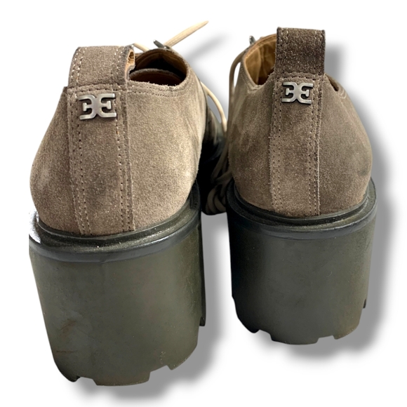 NWOB SAM EDELMAN Monna Lace up Lug Sole Loafer in desert olive, sz 7 - Picture 8 of 15